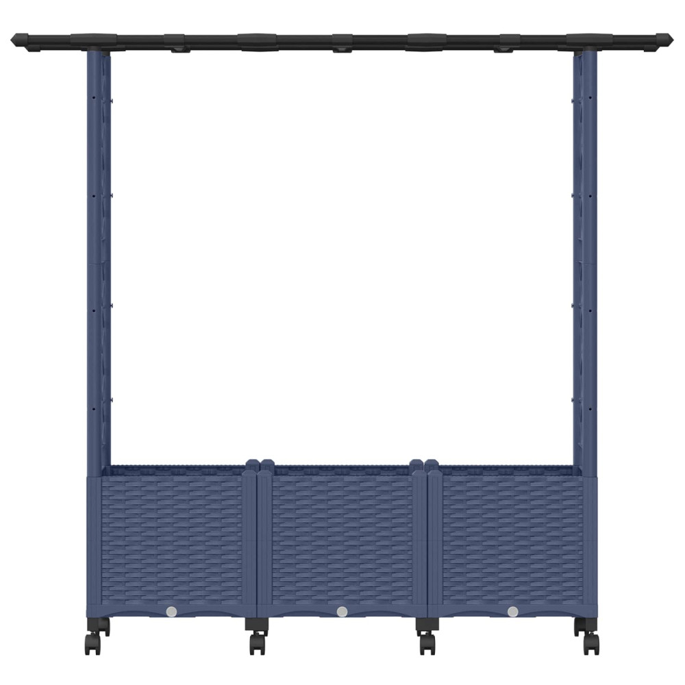 Produktbild för Upphöjd Bädd med Spaljé och Tak Grå 162,5 x 40 x 142 cm PP