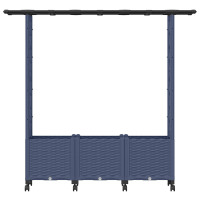 Produktbild för Upphöjd Bädd med Spaljé och Tak Grå 162,5 x 40 x 142 cm PP