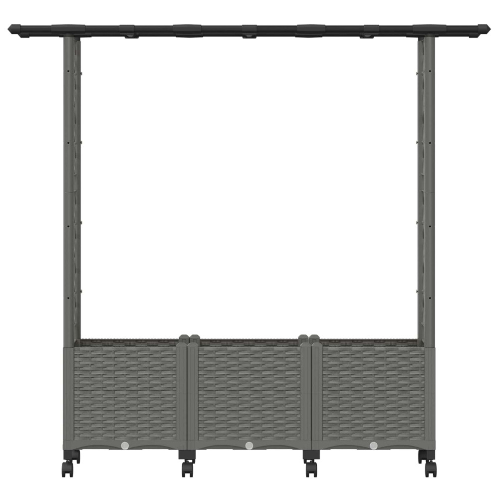 Produktbild för Upphöjd Bädd med Spaljé och Tak Ljusgrå 162,5 x 40 x 142 cm PP