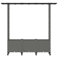 Produktbild för Upphöjd Bädd med Spaljé och Tak Ljusgrå 162,5 x 40 x 142 cm PP