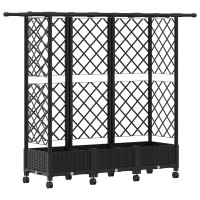 Produktbild för Upphöjd Bädd med Spaljé och Tak Svart 164 x 40 x 127 cm PP