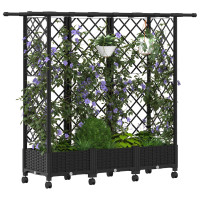 Produktbild för Upphöjd Bädd med Spaljé och Tak Svart 164 x 40 x 127 cm PP