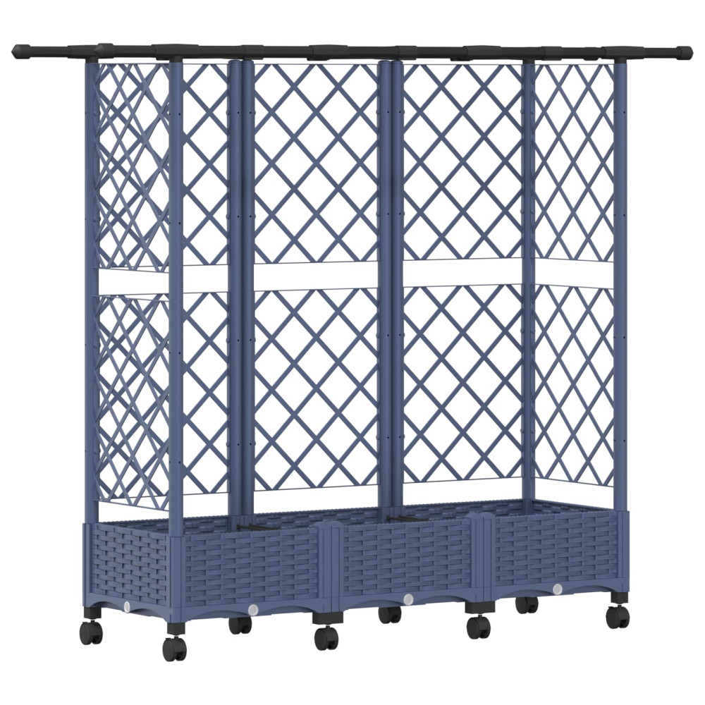 Produktbild för Upphöjd Bädd med Spaljé och Tak Grå 164 x 40 x 127 cm PP