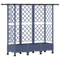 Produktbild för Upphöjd Bädd med Spaljé och Tak Grå 164 x 40 x 127 cm PP