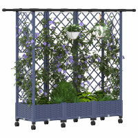 Produktbild för Upphöjd Bädd med Spaljé och Tak Grå 164 x 40 x 127 cm PP