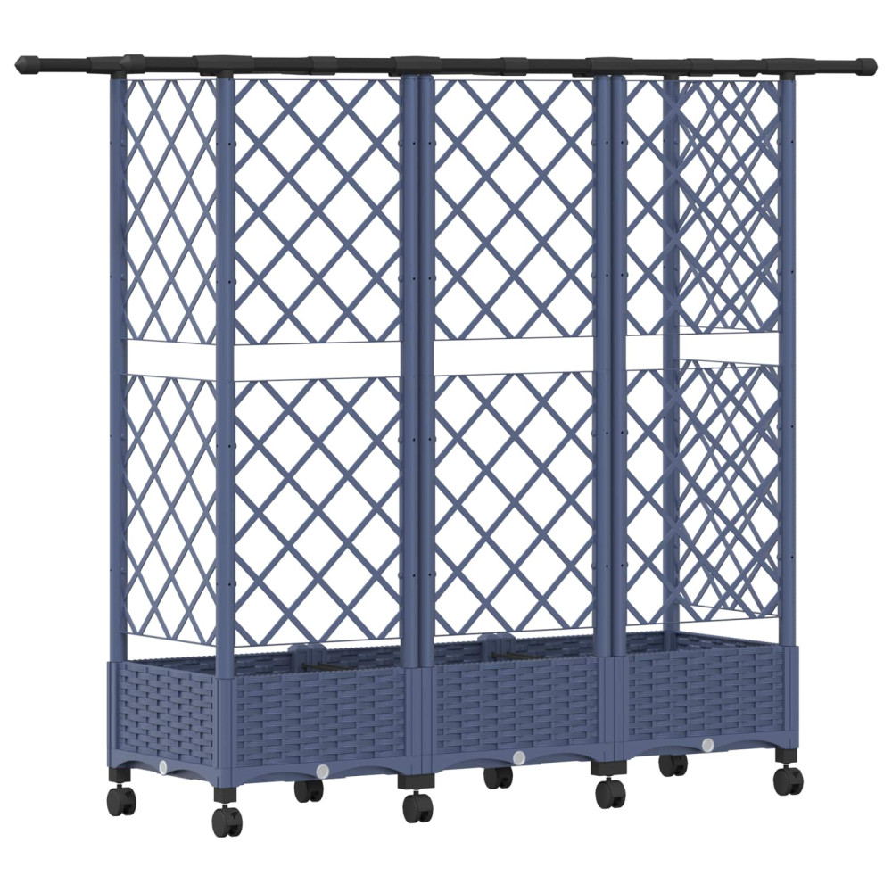 Produktbild för Upphöjd Bädd med Spaljé och Tak Grå 164 x 40 x 127 cm PP