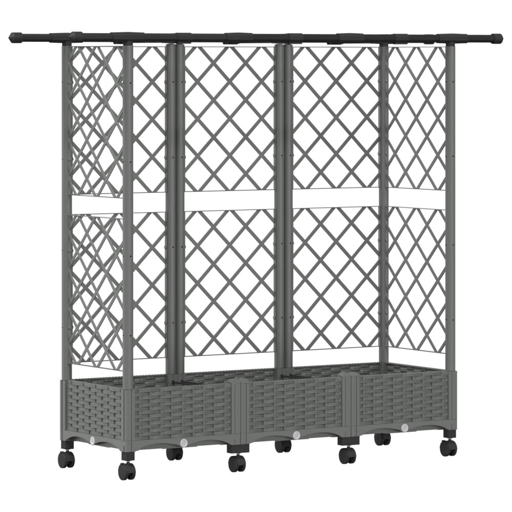 Produktbild för Upphöjd Bädd med Spaljé och Tak Ljusgrå 164 x 40 x 127 cm PP
