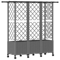 Produktbild för Upphöjd Bädd med Spaljé och Tak Ljusgrå 163,5 x 40 x 142 cm PP