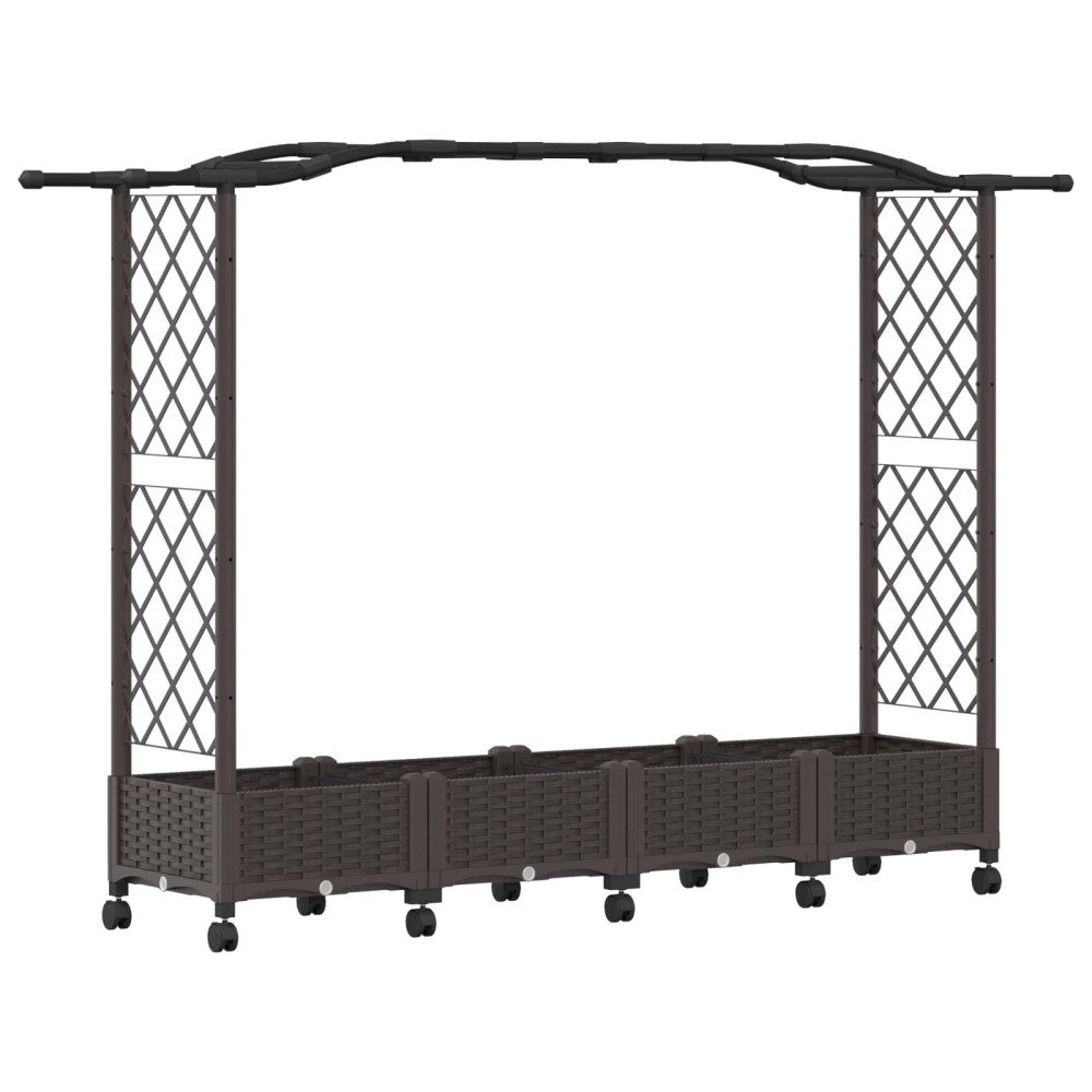 Produktbild för Upphöjd Bädd med Spaljé och Tak Brun 207 x 40 x 129 cm PP