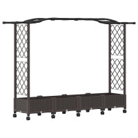 Produktbild för Upphöjd Bädd med Spaljé och Tak Brun 207 x 40 x 129 cm PP