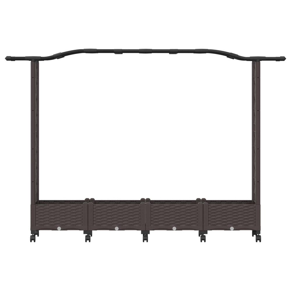 Produktbild för Upphöjd Bädd med Spaljé och Tak Brun 207 x 40 x 129 cm PP