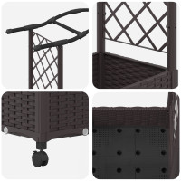 Produktbild för Upphöjd Bädd med Spaljé och Tak Brun 207 x 40 x 129 cm PP
