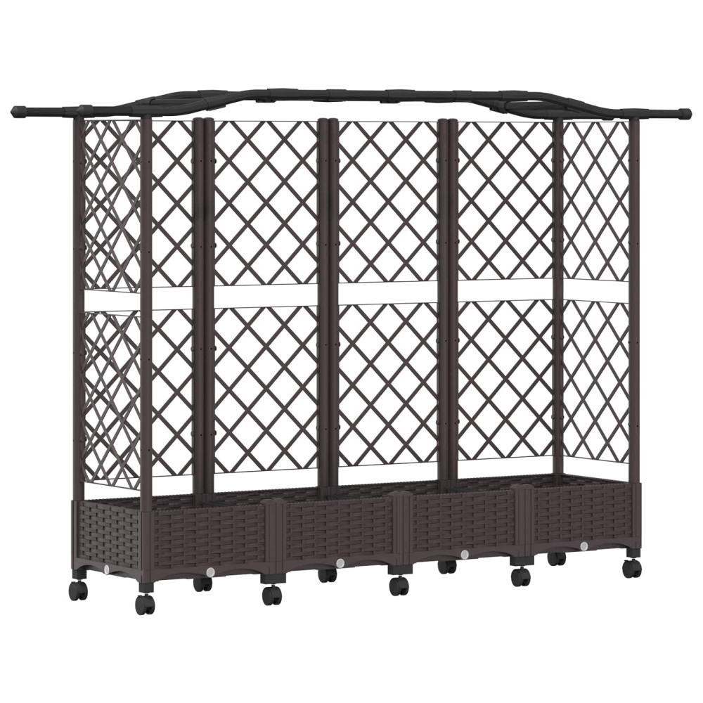 Produktbild för Upphöjd Bädd med Spaljé och Tak Brun 203,5 x 40 x 129 cm PP