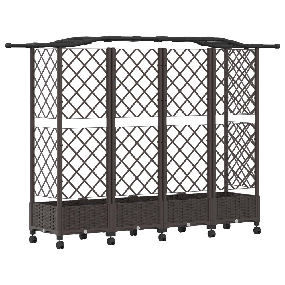 Produktbild för Upphöjd Bädd med Spaljé och Tak Brun 203,5 x 40 x 129 cm PP