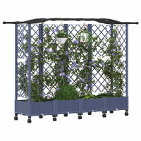 Produktbild för Upphöjd Bädd med Spaljé och Tak Grå 203,5 x 40 x 129 cm PP