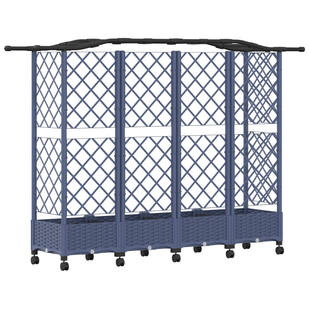 Produktbild för Upphöjd Bädd med Spaljé och Tak Grå 203,5 x 40 x 129 cm PP