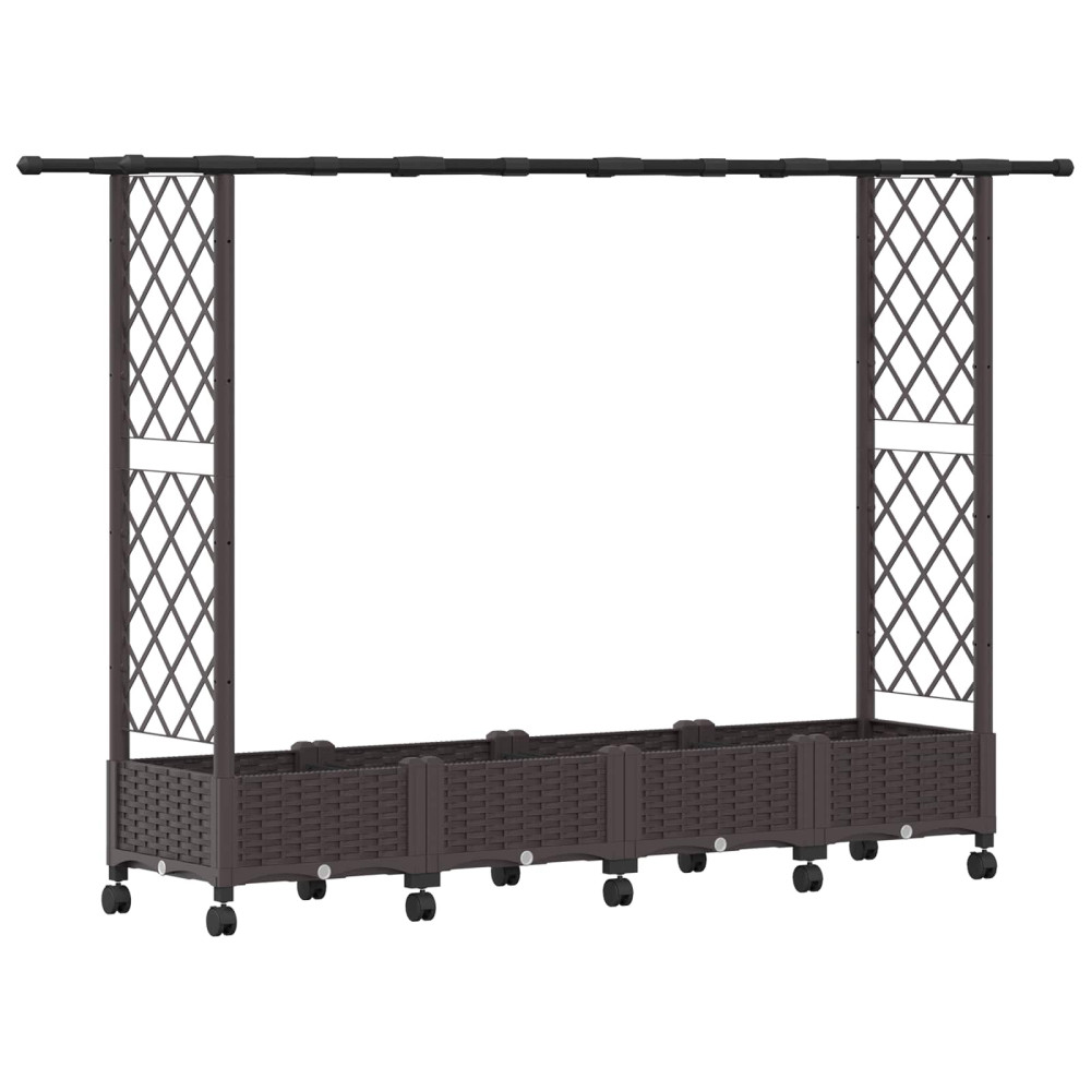 Produktbild för Upphöjd Bädd med Spaljé och Tak Brun 203 x 40 x 127 cm PP