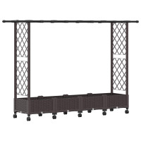 Produktbild för Upphöjd Bädd med Spaljé och Tak Brun 203 x 40 x 127 cm PP