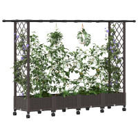 Produktbild för Upphöjd Bädd med Spaljé och Tak Brun 203 x 40 x 127 cm PP