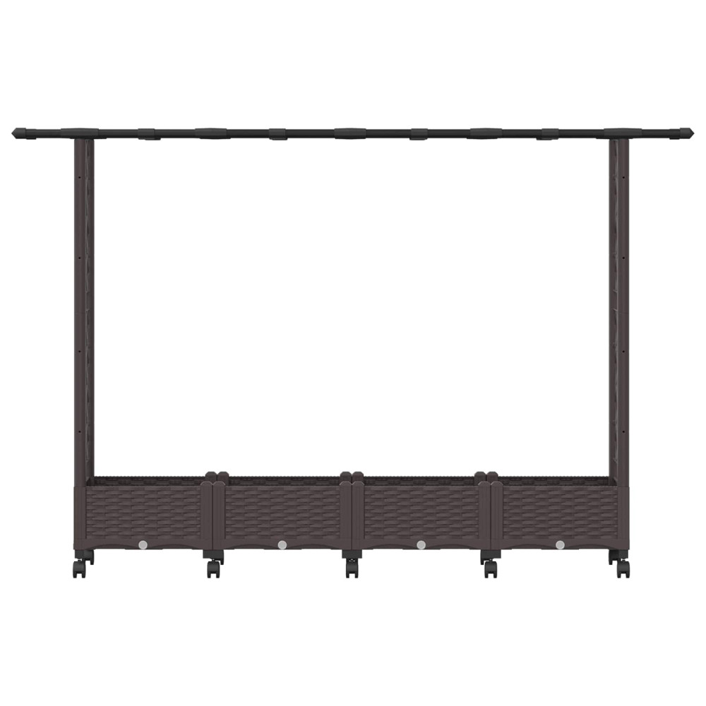 Produktbild för Upphöjd Bädd med Spaljé och Tak Brun 203 x 40 x 127 cm PP