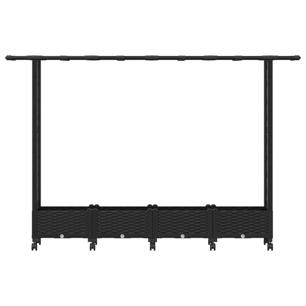 Produktbild för Upphöjd Bädd med Spaljé och Tak Svart 203 x 40 x 127 cm PP