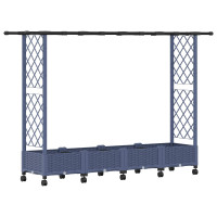 Produktbild för Upphöjd Bädd med Spaljé och Tak Grå 203 x 40 x 127 cm PP
