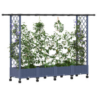 Produktbild för Upphöjd Bädd med Spaljé och Tak Grå 203 x 40 x 127 cm PP