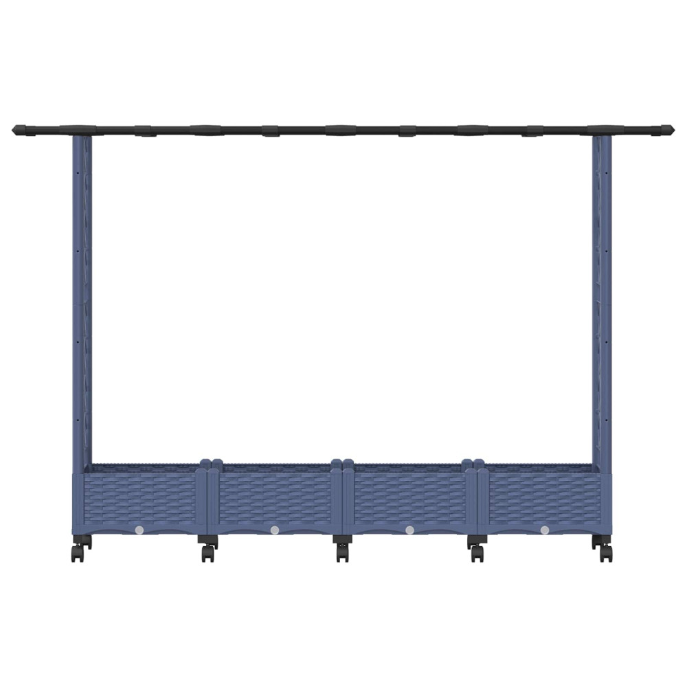 Produktbild för Upphöjd Bädd med Spaljé och Tak Grå 203 x 40 x 127 cm PP
