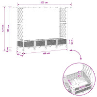 Produktbild för Upphöjd Bädd med Spaljé och Tak Grå 203 x 40 x 127 cm PP