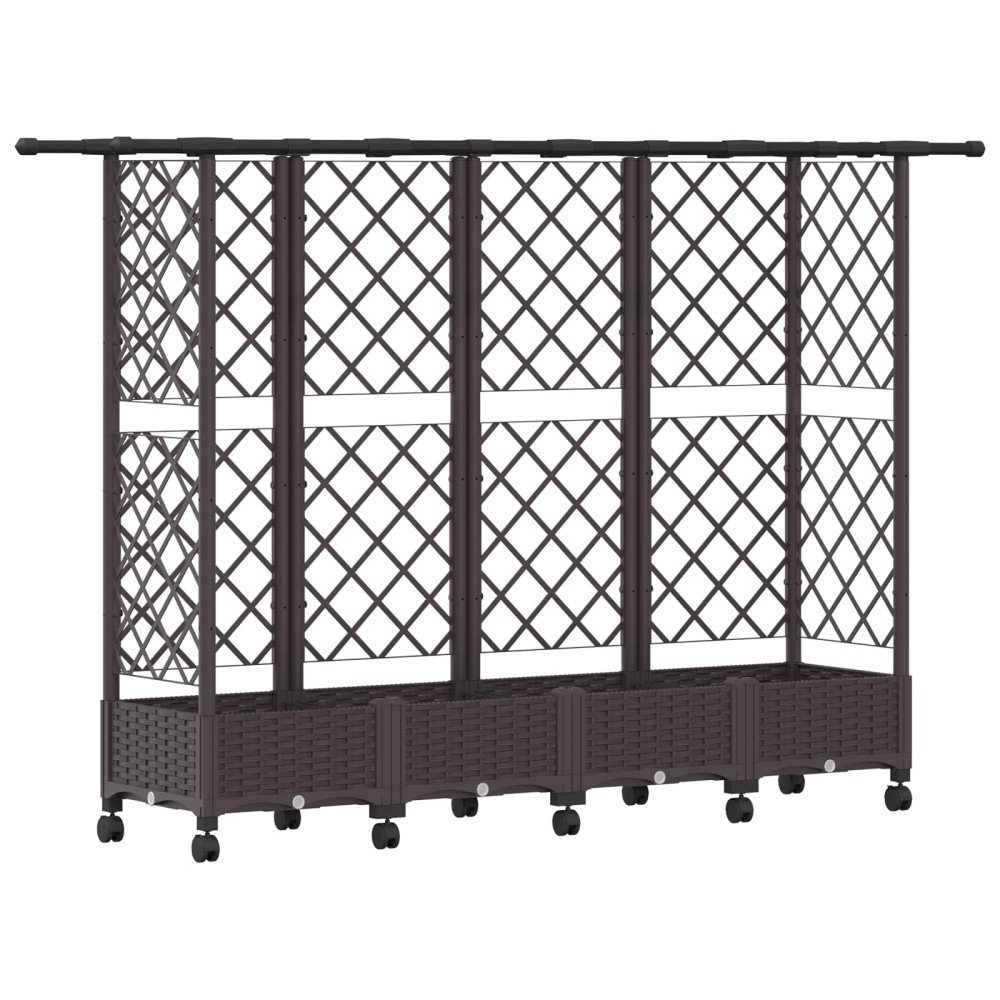 Produktbild för Upphöjd Bädd med Spaljé och Tak Brun 202,5 x 40 x 127 cm PP