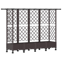 Produktbild för Upphöjd Bädd med Spaljé och Tak Brun 202,5 x 40 x 127 cm PP