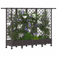 Produktbild för Upphöjd Bädd med Spaljé och Tak Brun 202,5 x 40 x 127 cm PP