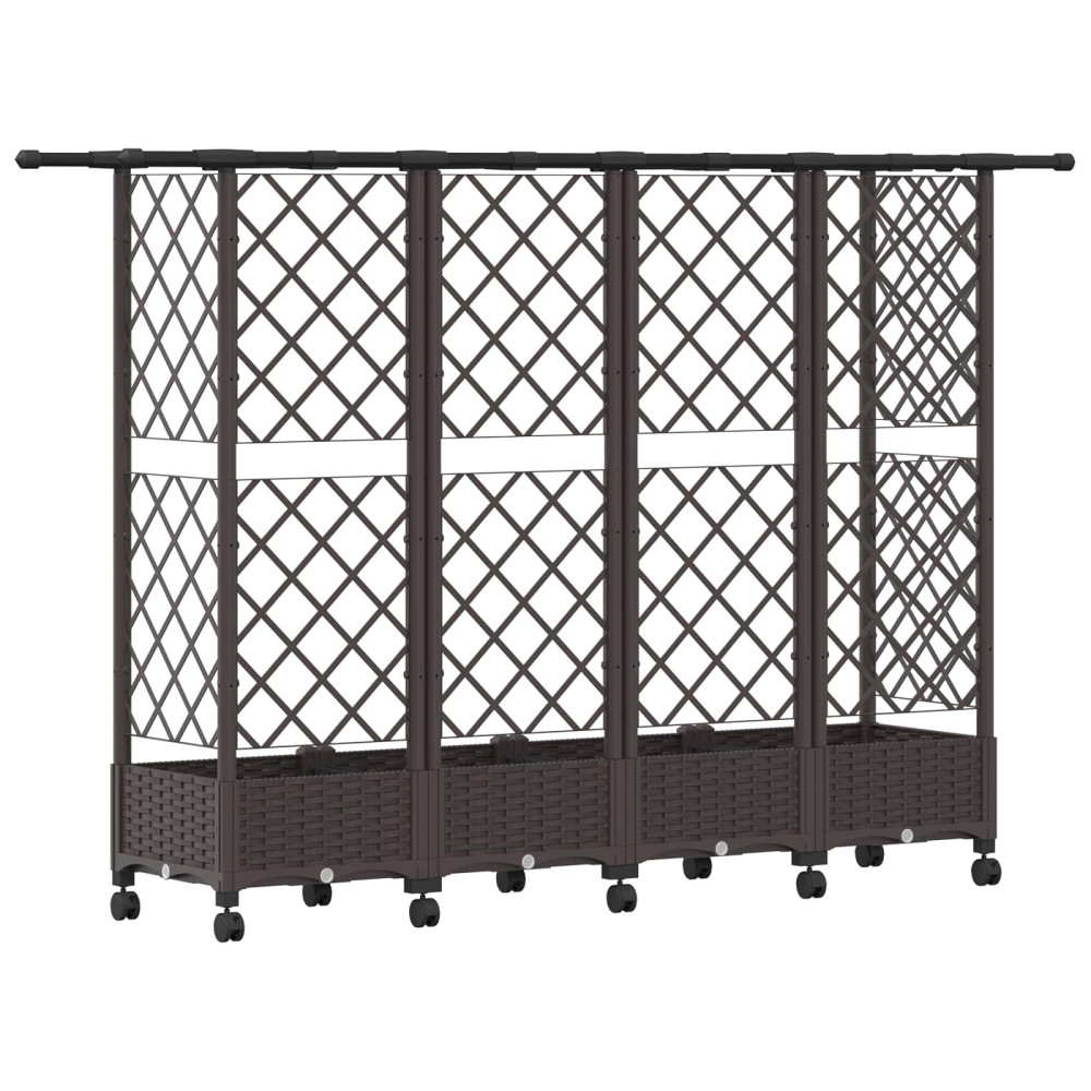 Produktbild för Upphöjd Bädd med Spaljé och Tak Brun 202,5 x 40 x 127 cm PP