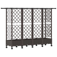 Produktbild för Upphöjd Bädd med Spaljé och Tak Brun 202,5 x 40 x 127 cm PP