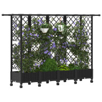 Produktbild för Upphöjd Bädd med Spaljé och Tak Svart 202,5 x 40 x 127 cm PP
