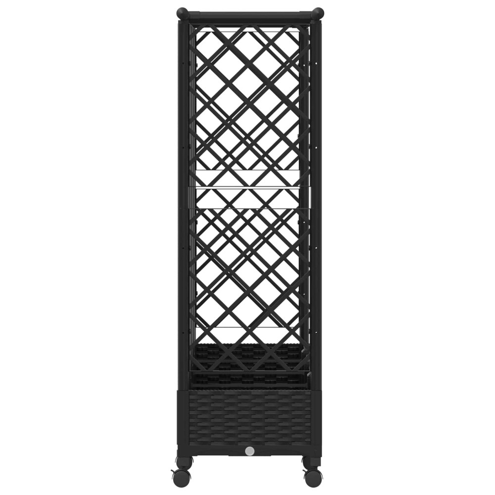 Produktbild för Upphöjd Bädd med Spaljé och Tak Svart 202,5 x 40 x 127 cm PP