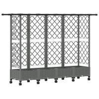 Produktbild för Upphöjd Bädd med Spaljé och Tak Ljusgrå 202,5 x 40 x 127 cm PP
