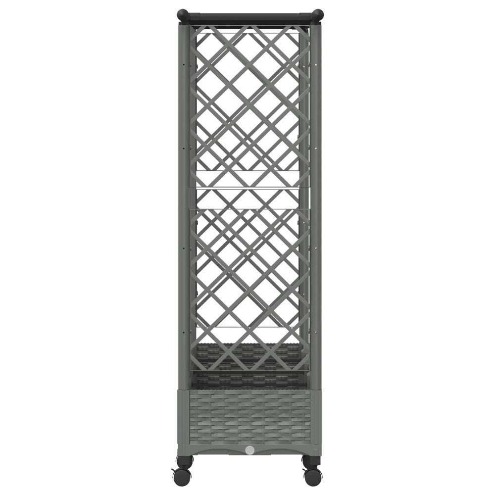 Produktbild för Upphöjd Bädd med Spaljé och Tak Ljusgrå 202,5 x 40 x 127 cm PP