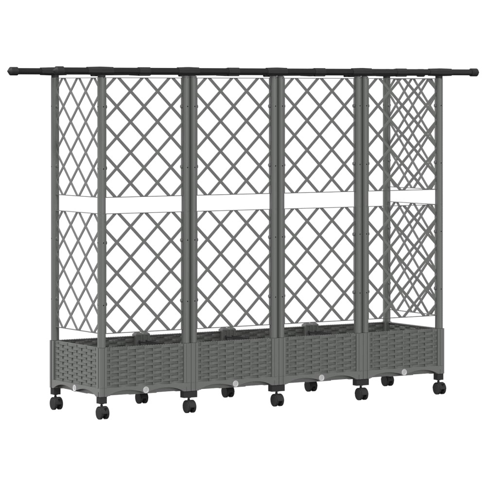 Produktbild för Upphöjd Bädd med Spaljé och Tak Ljusgrå 202,5 x 40 x 127 cm PP