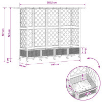 Produktbild för Upphöjd Bädd med Spaljé och Tak Ljusgrå 202,5 x 40 x 127 cm PP