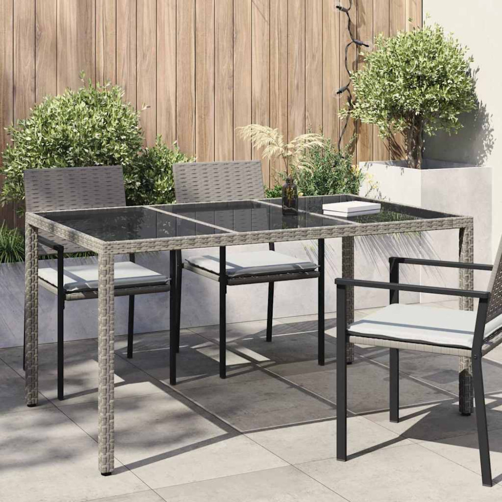 Produktbild för Trädgårdsbord Grå 150 x 90 x 75 cm konstrotting