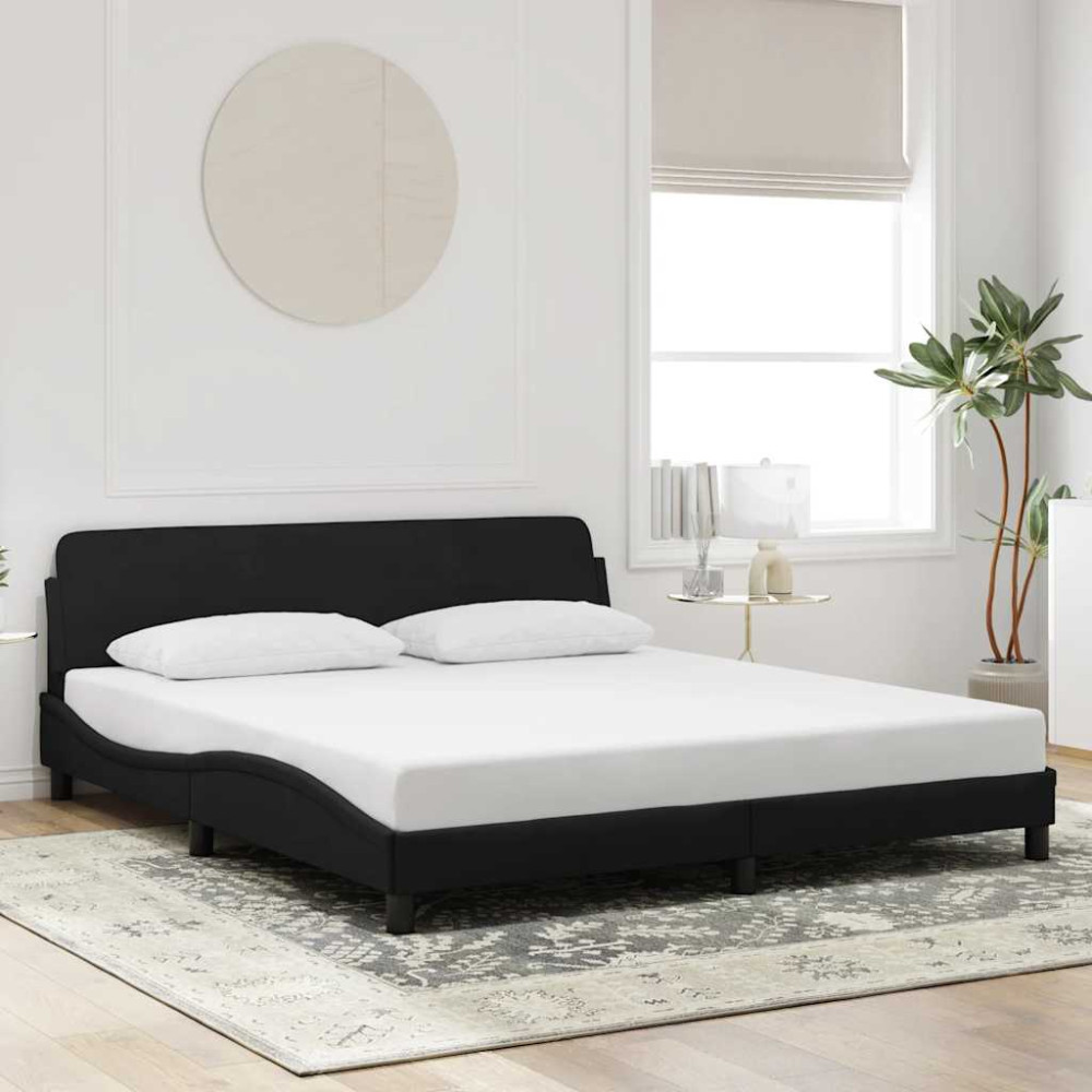 Produktbild för Bed Frame "Dover" Black 183x213 cm Faux Leather