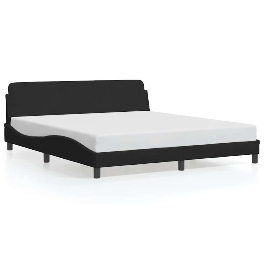 Produktbild för Bed Frame "Dover" Black 183x213 cm Faux Leather
