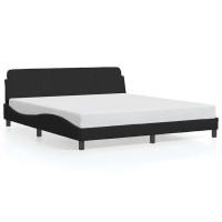 Produktbild för Bed Frame "Dover" Black 183x213 cm Faux Leather