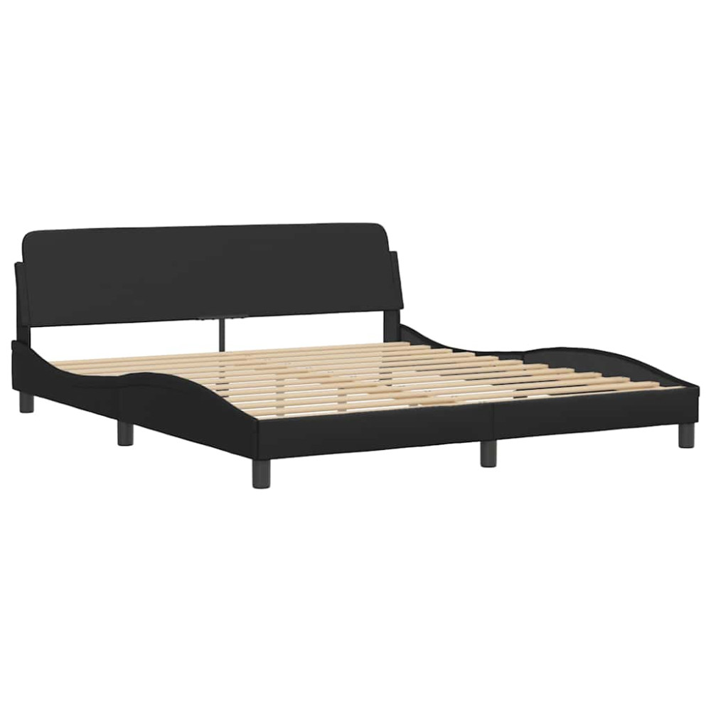 Produktbild för Bed Frame "Dover" Black 183x213 cm Faux Leather