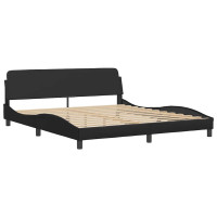 Produktbild för Bed Frame "Dover" Black 183x213 cm Faux Leather