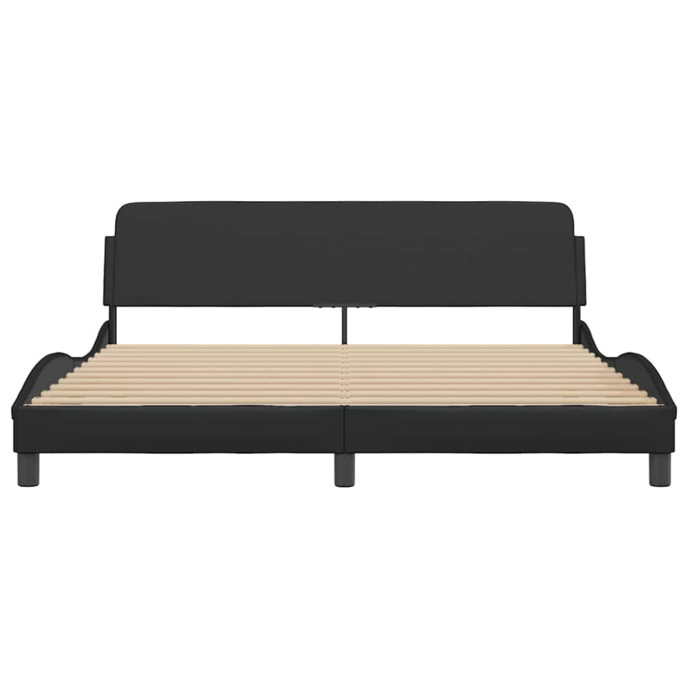 Produktbild för Bed Frame "Dover" Black 183x213 cm Faux Leather