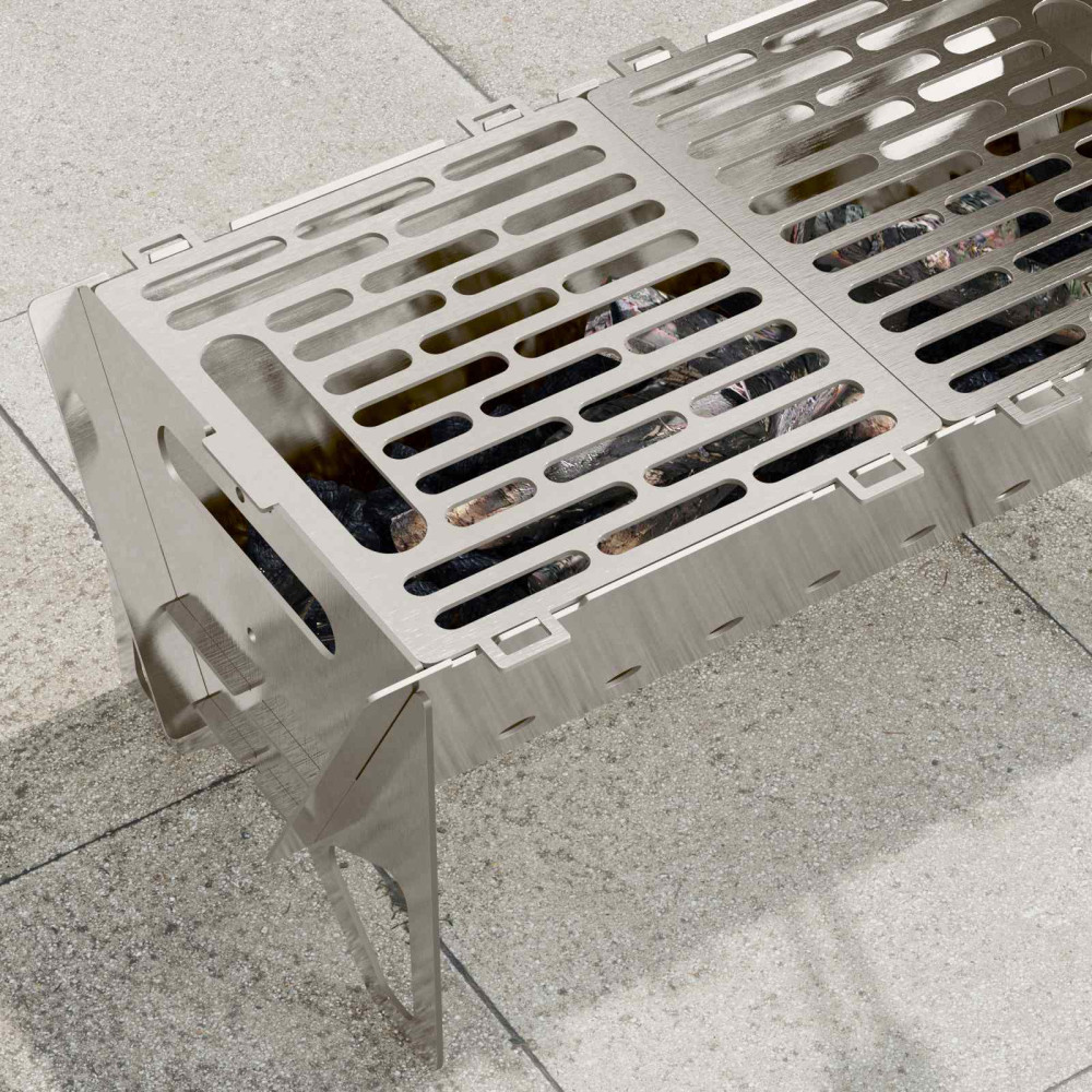 Produktbild för Camping Eldstad 42 x 22 x 18 cm Rostfritt stål Silver