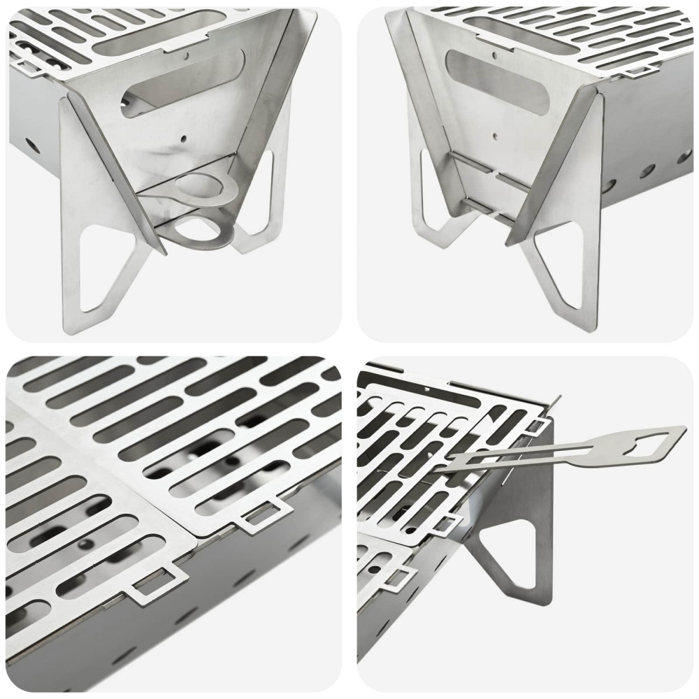 Produktbild för Camping Eldstad 42 x 22 x 18 cm Rostfritt stål Silver