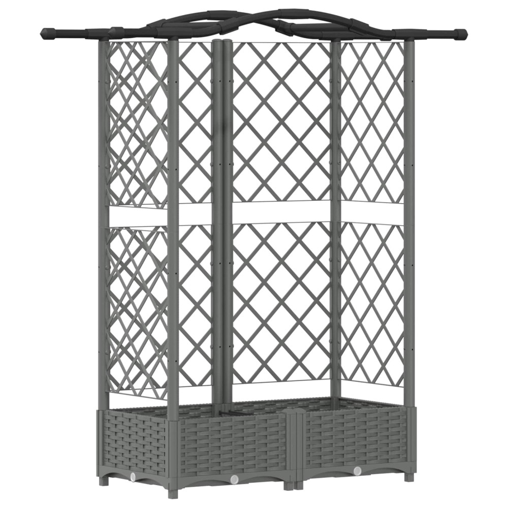 Produktbild för Upphöjd Bädd med Spaljé och Tak Ljusgrå 124 x 40 x 123 cm PP